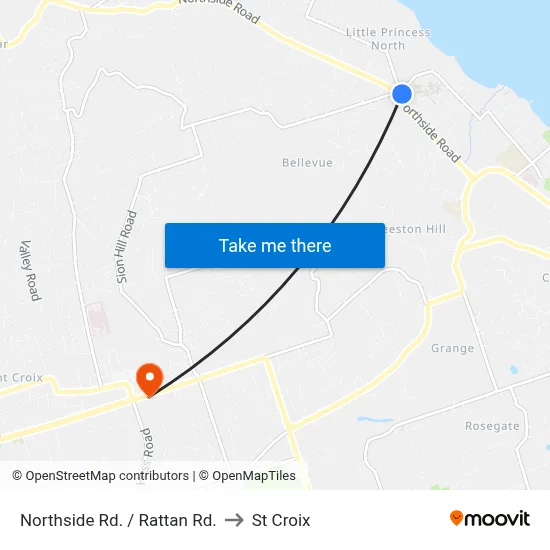 Northside Rd. / Rattan Rd. to St Croix map