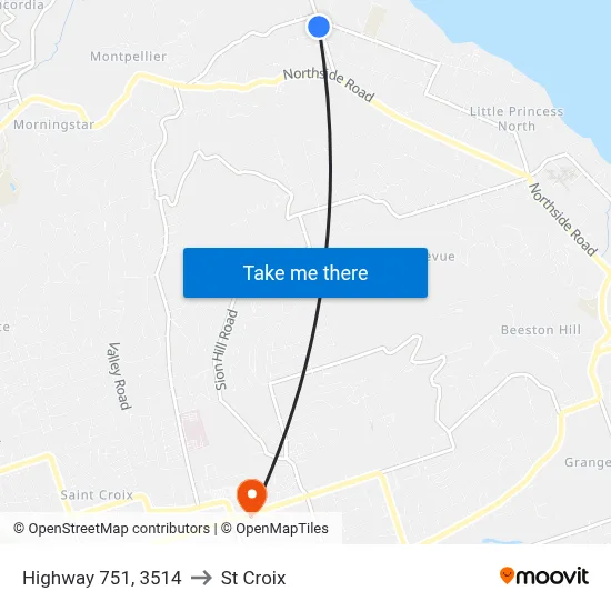Highway 751, 3514 to St Croix map
