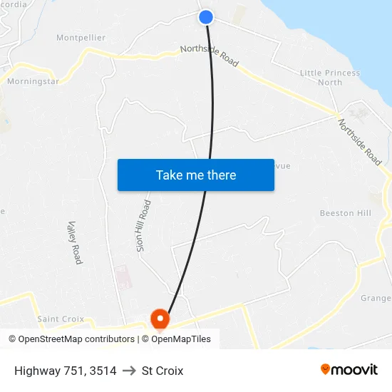 Highway 751, 3514 to St Croix map