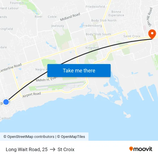 Long Wait Road, 25 to St Croix map