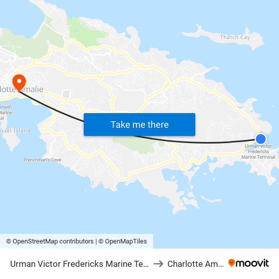 Urman Victor Fredericks Marine Terminal to Charlotte Amalie map