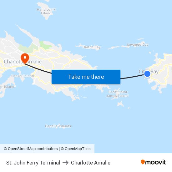 St. John Ferry Terminal to Charlotte Amalie map
