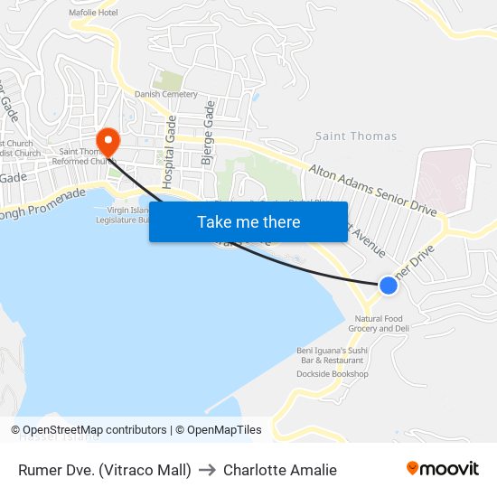 Rumer Dve. (Vitraco Mall) to Charlotte Amalie map