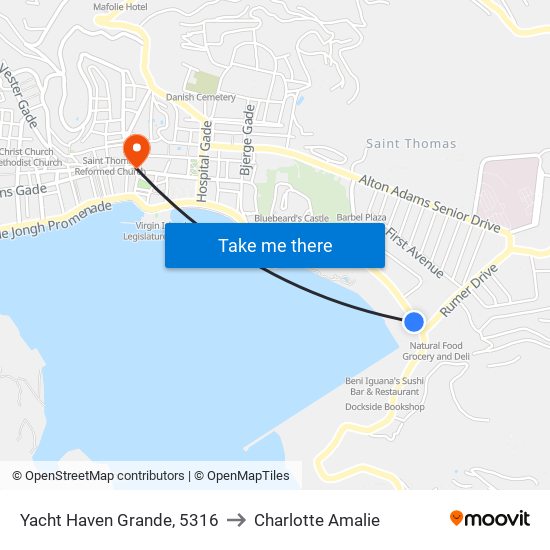 Yacht Haven Grande, 5316 to Charlotte Amalie map