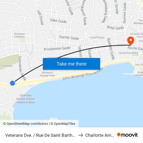 Veterans Dve. / Rue De Saint Barthelemy to Charlotte Amalie map