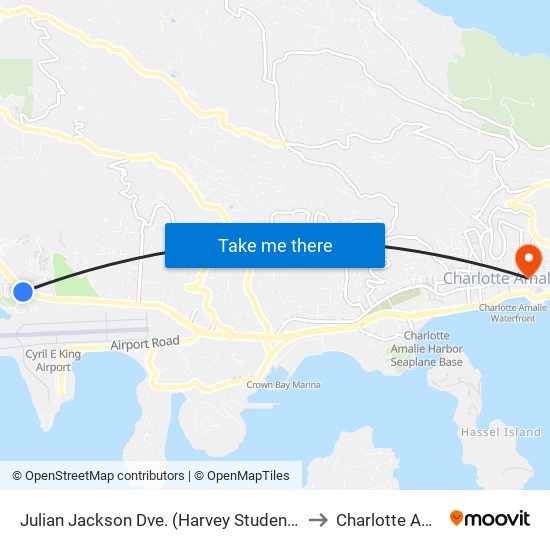 Julian Jackson Dve. (Harvey Student Center) to Charlotte Amalie map