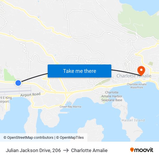Julian Jackson Drive, 206 to Charlotte Amalie map