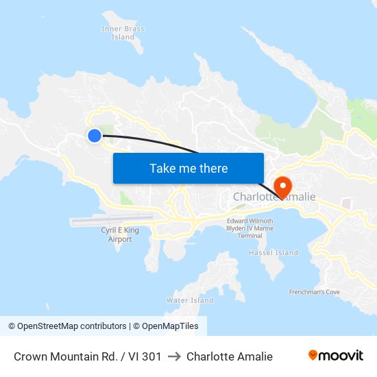 Crown Mountain Rd. / VI 301 to Charlotte Amalie map