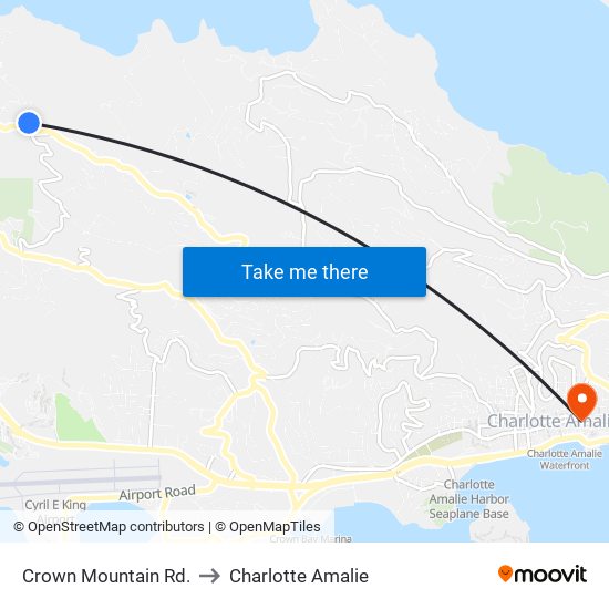 Crown Mountain Rd. to Charlotte Amalie map