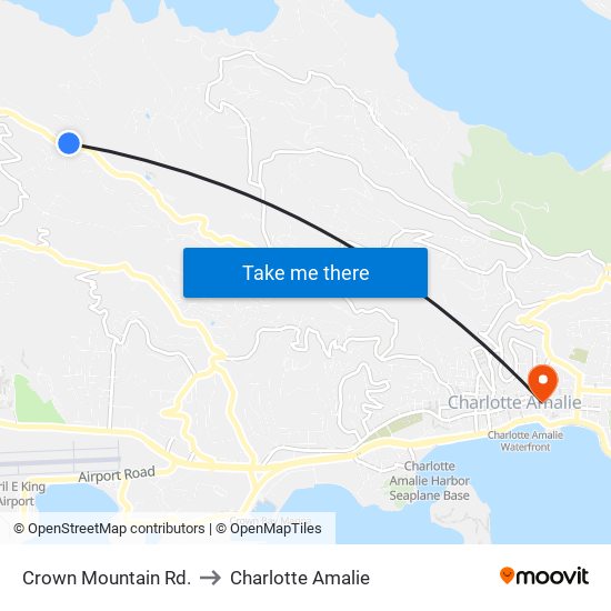 Crown Mountain Rd. to Charlotte Amalie map