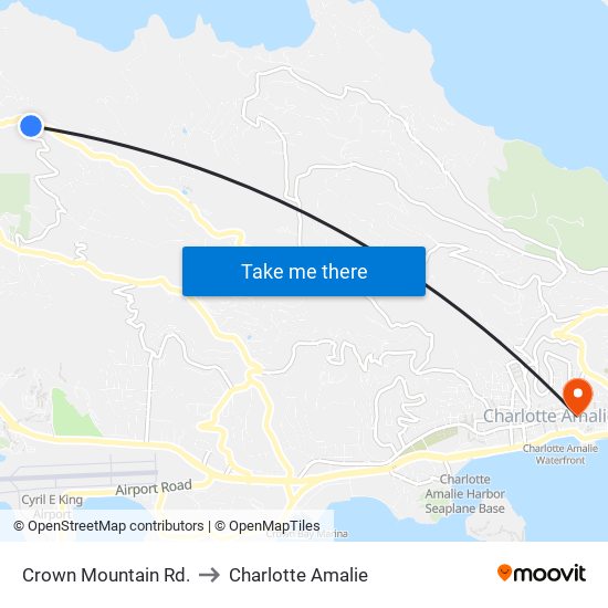 Crown Mountain Rd. to Charlotte Amalie map