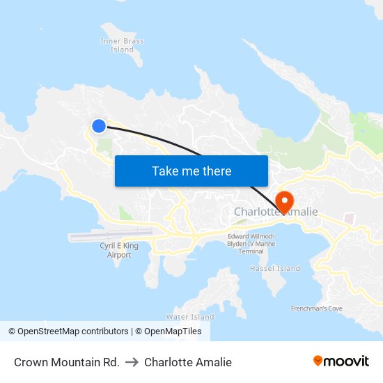 Crown Mountain Rd. to Charlotte Amalie map