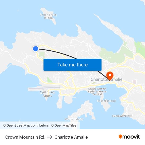 Crown Mountain Rd. to Charlotte Amalie map