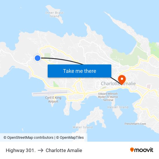 Highway 301. to Charlotte Amalie map