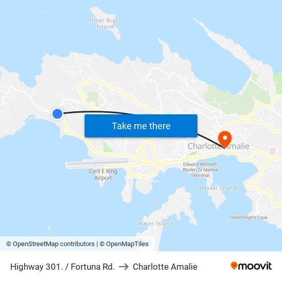 Highway 301. / Fortuna Rd. to Charlotte Amalie map