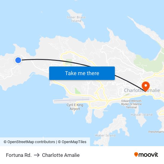 Fortuna Rd. to Charlotte Amalie map