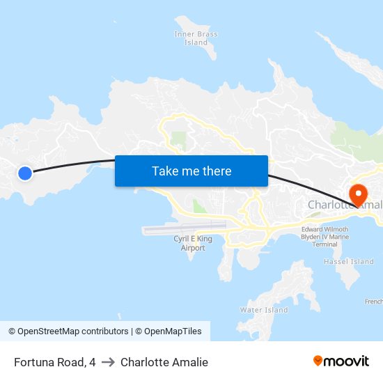 Fortuna Road, 4 to Charlotte Amalie map