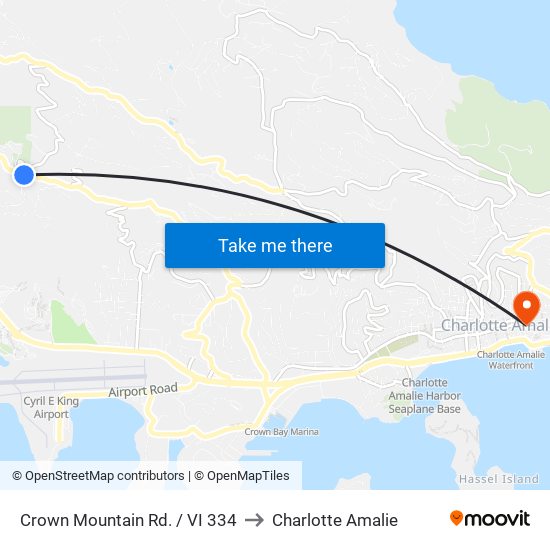 Crown Mountain Rd. / VI 334 to Charlotte Amalie map