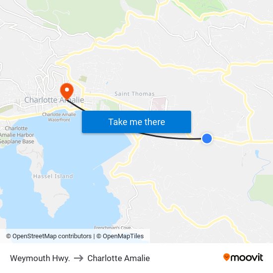 Weymouth Hwy. to Charlotte Amalie map