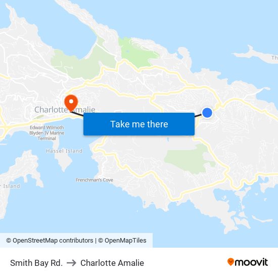 Smith Bay Rd. to Charlotte Amalie map