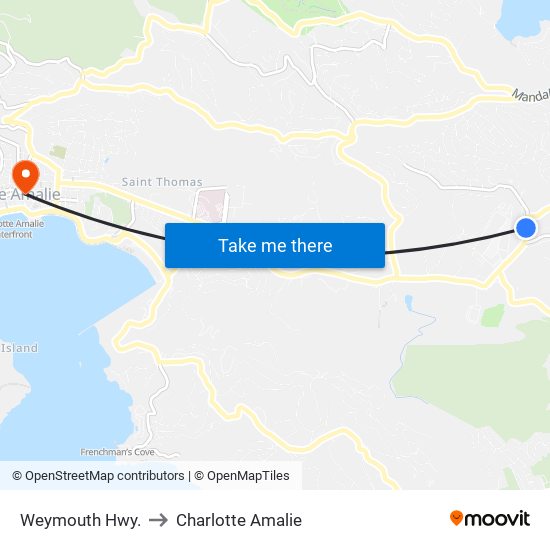 Weymouth Hwy. to Charlotte Amalie map