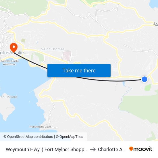 Weymouth Hwy. ( Fort Mylner Shopping Center) to Charlotte Amalie map