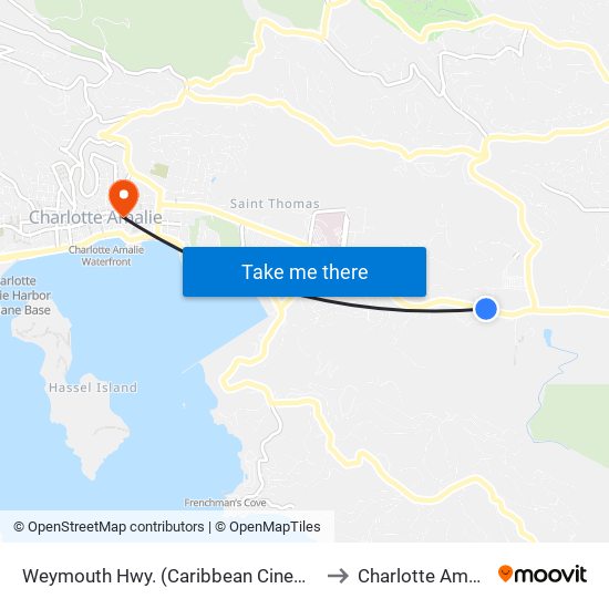 Weymouth Hwy. (Caribbean Cinemas) to Charlotte Amalie map