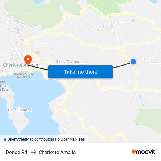 Donoe Rd. to Charlotte Amalie map