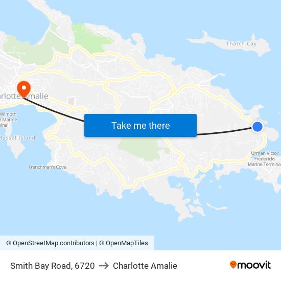 Smith Bay Road, 6720 to Charlotte Amalie map