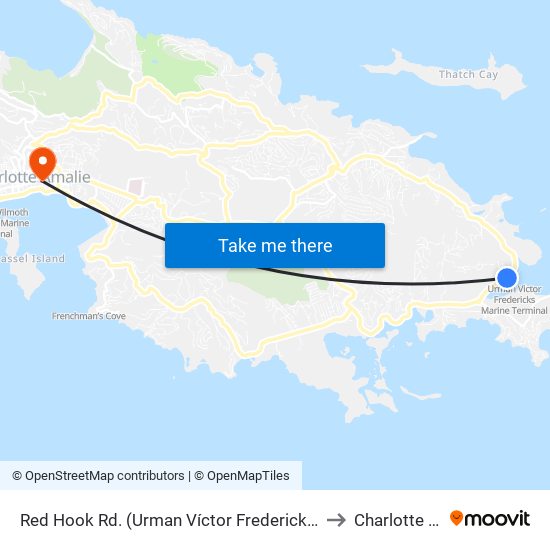 Red Hook Rd. (Urman Víctor Fredericks Marine Terminal) to Charlotte Amalie map
