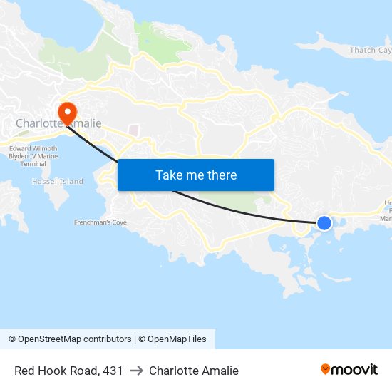 Red Hook Road, 431 to Charlotte Amalie map