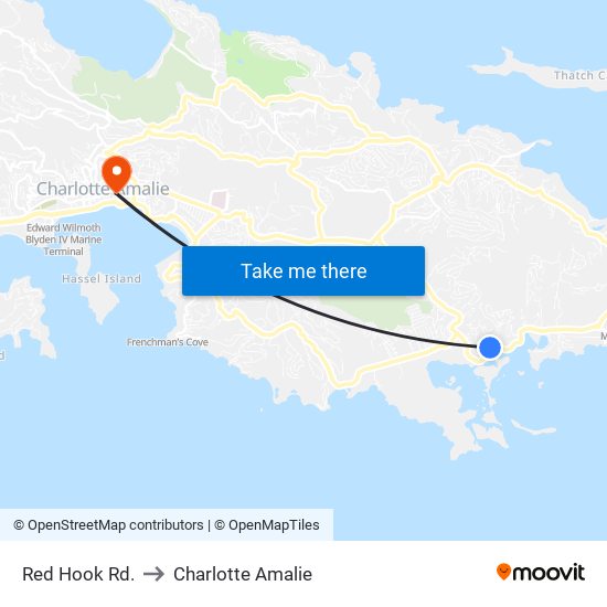 Red Hook Rd. to Charlotte Amalie map