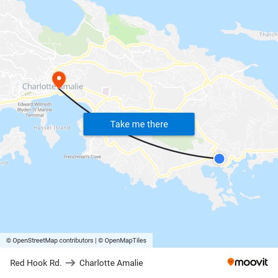 Red Hook Rd. to Charlotte Amalie map