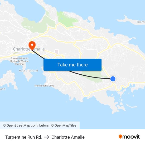 Turpentine Run Rd. to Charlotte Amalie map
