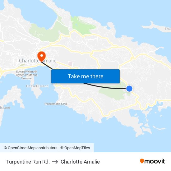 Turpentine Run Rd. to Charlotte Amalie map