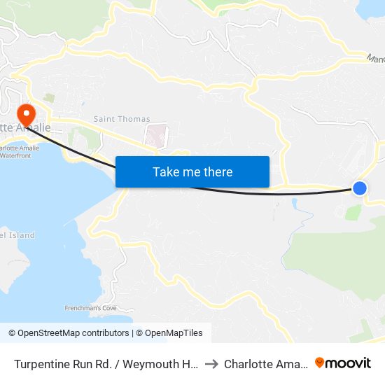 Turpentine Run Rd. / Weymouth Hwy to Charlotte Amalie map