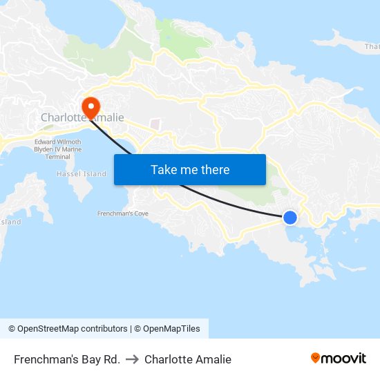 Frenchman's Bay Rd. to Charlotte Amalie map