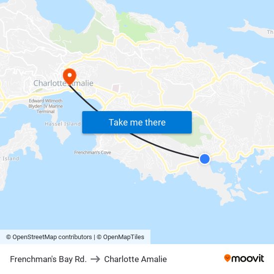 Frenchman's Bay Rd. to Charlotte Amalie map