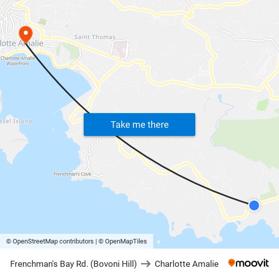 Frenchman's Bay Rd. (Bovoni Hill) to Charlotte Amalie map