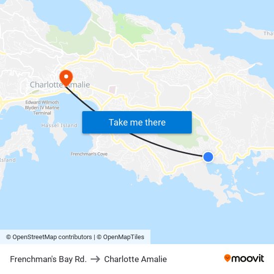 Frenchman's Bay Rd. to Charlotte Amalie map