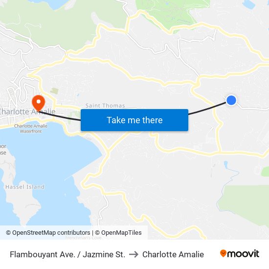 Flambouyant Ave. / Jazmine St. to Charlotte Amalie map