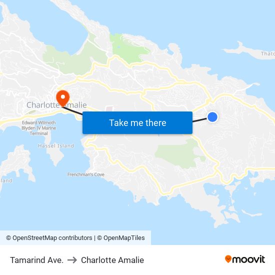 Tamarind Ave. to Charlotte Amalie map