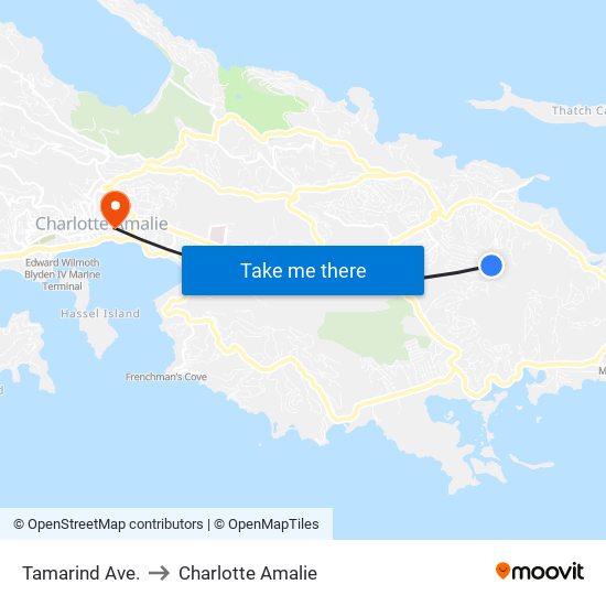 Tamarind Ave. to Charlotte Amalie map