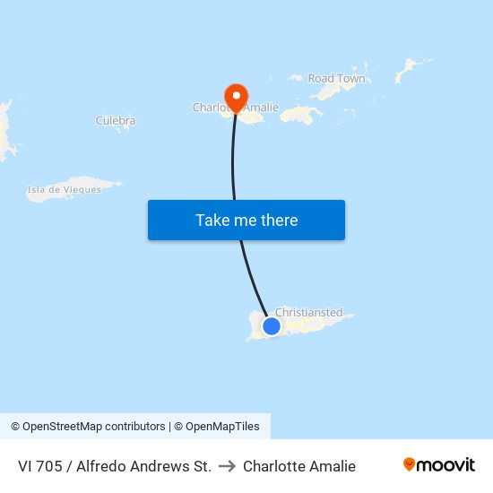 VI 705 / Alfredo Andrews St. to Charlotte Amalie map