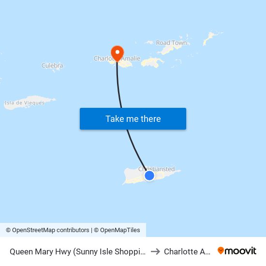 Queen Mary Hwy (Sunny Isle Shopping Center) to Charlotte Amalie map