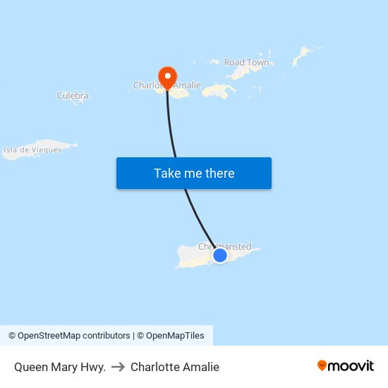 Queen Mary Hwy. to Charlotte Amalie map