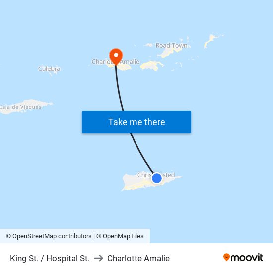King St. / Hospital St. to Charlotte Amalie map