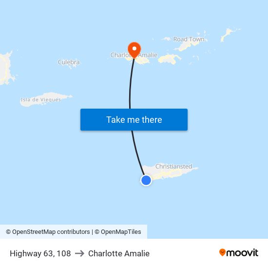 Highway 63, 108 to Charlotte Amalie map