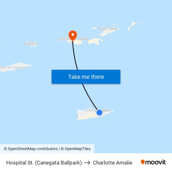 Hospital St. (Canegata Ballpark) to Charlotte Amalie map