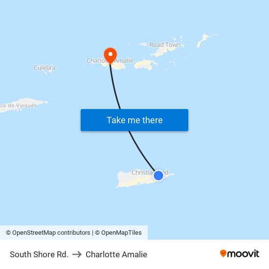 South Shore Rd. to Charlotte Amalie map